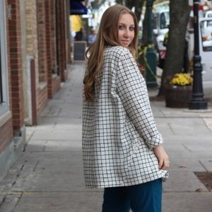 Topshop Checkered Oversized Blazer